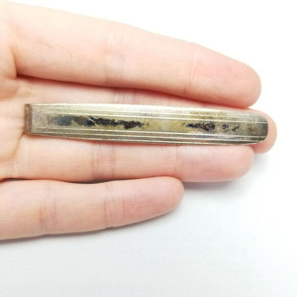Vintage Simmons Sterling Silver Tie Clip, Minimal Design, Tarnished, Estate - Picture 5 of 7